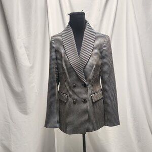 Tahari Women’s Double-Breasted Houndstooth Blazer – Size XS (TP)